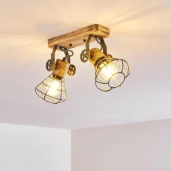 Lampes En Bois-hofstein Plafonnier Nifun Brun, Vert, 2 lumières