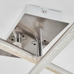 hofstein Plafonnier Noppa LED Chrome, Nickel mat, 2 lumières, Télécommandes, Changeur de couleurs