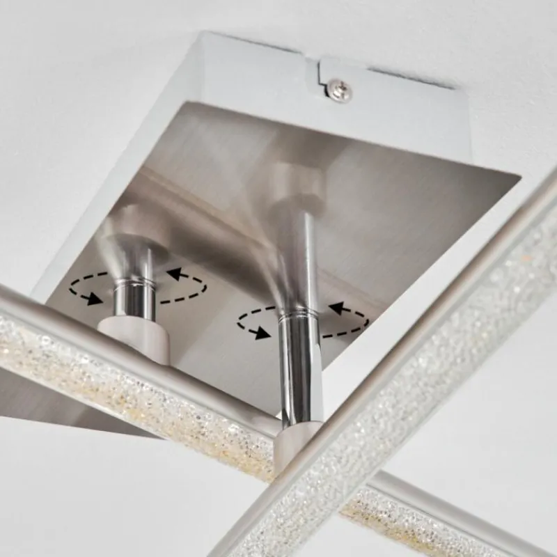 hofstein Plafonnier Noppa LED Chrome, Nickel mat, 2 lumières, Télécommandes, Changeur de couleurs
