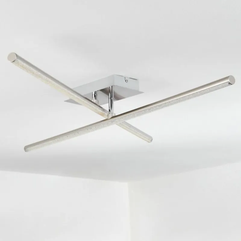 hofstein Plafonnier Noppa LED Chrome, Nickel mat, 2 lumières, Télécommandes, Changeur de couleurs