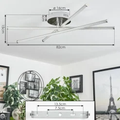 hofstein Plafonnier Noppa LED Chrome, Nickel mat, 3 lumières, Télécommandes, Changeur de couleurs