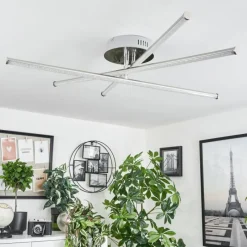 hofstein Plafonnier Noppa LED Chrome, Nickel mat, 3 lumières, Télécommandes, Changeur de couleurs