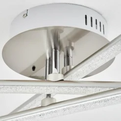 hofstein Plafonnier Noppa LED Chrome, Nickel mat, 3 lumières, Télécommandes, Changeur de couleurs