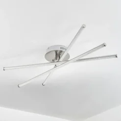 hofstein Plafonnier Noppa LED Chrome, Nickel mat, 3 lumières, Télécommandes, Changeur de couleurs