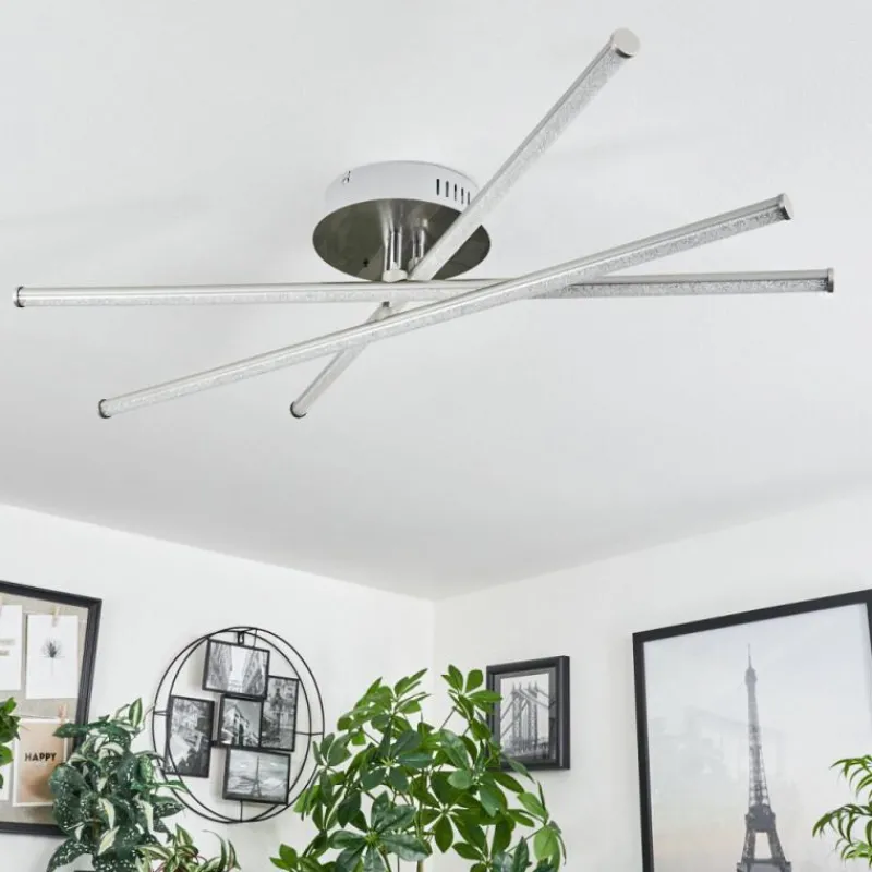 hofstein Plafonnier Noppa LED Chrome, Nickel mat, 3 lumières, Télécommandes, Changeur de couleurs