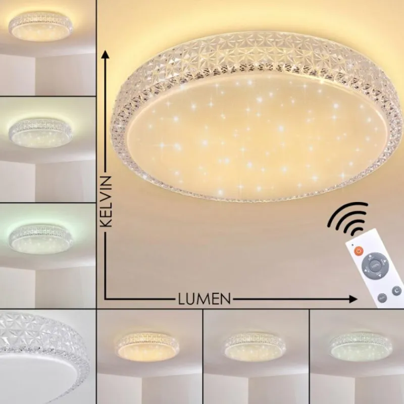 hofstein Plafonnier Norra LED Blanc, 1 lumière, Télécommandes