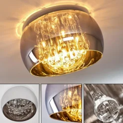 Suspension Verre Fumé-hofstein Plafonnier Norrskata Nickel mat, 5 lumières