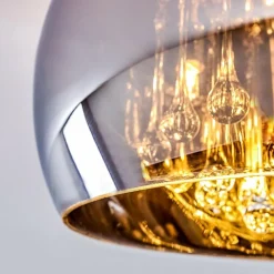 Suspension Verre Fumé-hofstein Plafonnier Norrskata Nickel mat, 5 lumières