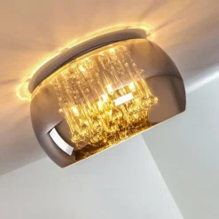 Suspension Verre Fumé-hofstein Plafonnier Norrskata Nickel mat, 5 lumières