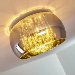 Suspension Verre Fumé-hofstein Plafonnier Norrskata Nickel mat, 5 lumières