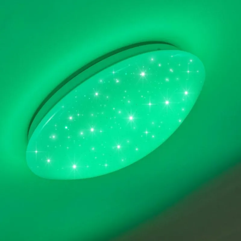 hofstein Plafonnier Norton Star LED Blanc, 1 lumière, Télécommandes, Changeur de couleurs