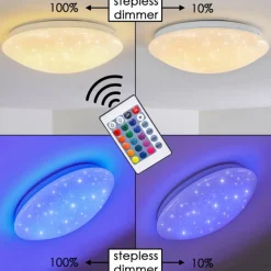 hofstein Plafonnier Norton Star LED Blanc, 1 lumière, Télécommandes, Changeur de couleurs