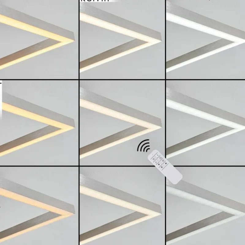 hofstein Plafonnier Oberegg LED Chrome, Nickel mat, 1 lumière, Télécommandes