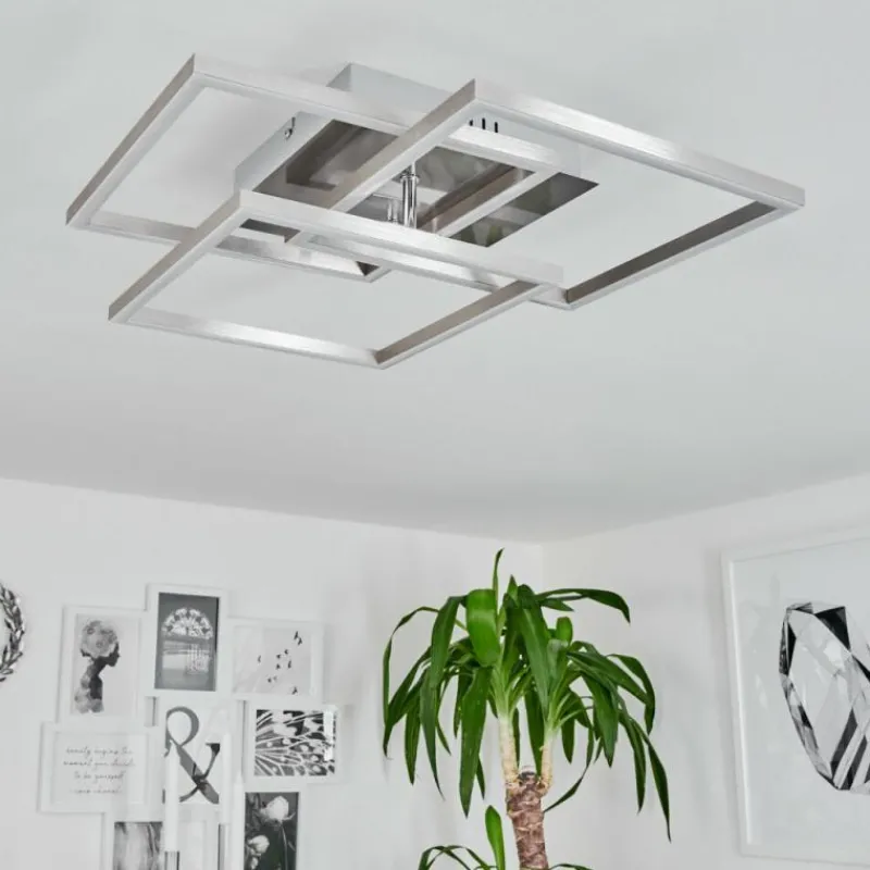 hofstein Plafonnier Oberegg LED Chrome, Nickel mat, 1 lumière, Télécommandes