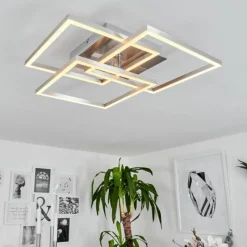 hofstein Plafonnier Oberegg LED Chrome, Nickel mat, 1 lumière, Télécommandes