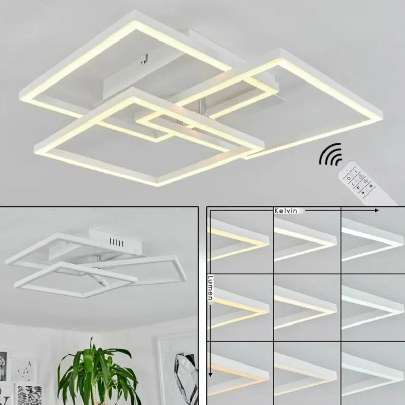 hofstein Plafonnier Oberegg LED Chrome, Blanc, 1 lumière, Télécommandes