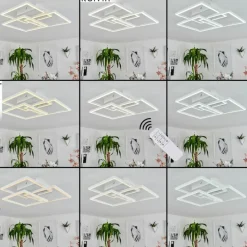 hofstein Plafonnier Oberegg LED Chrome, Blanc, 1 lumière, Télécommandes