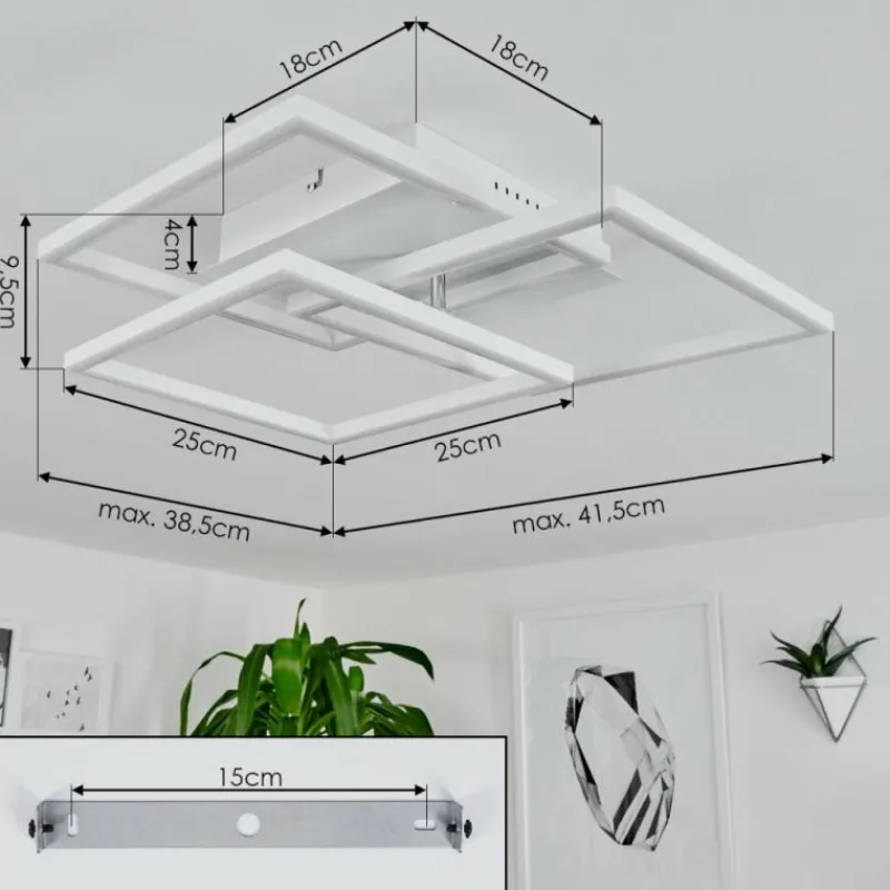 hofstein Plafonnier Oberegg LED Chrome, Blanc, 1 lumière, Télécommandes