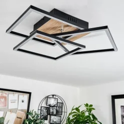 Luminaires Scandinaves-hofstein Plafonnier Oberegg LED Couleur bois, Noir, 1 lumière, Télécommandes