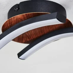hofstein Plafonnier Odda LED Couleur bois, Noir, 2 lumières