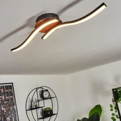 hofstein Plafonnier Odda LED Couleur bois, Noir, 2 lumières