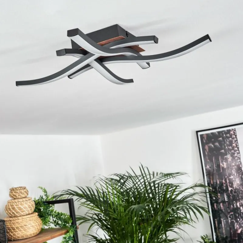 hofstein Plafonnier Odda LED Couleur bois, Noir, 4 lumières