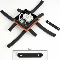 hofstein Plafonnier Odda LED Couleur bois, Noir, 4 lumières