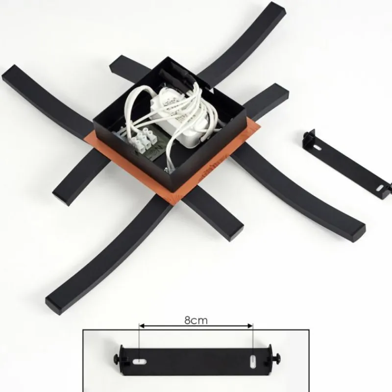 hofstein Plafonnier Odda LED Couleur bois, Noir, 4 lumières