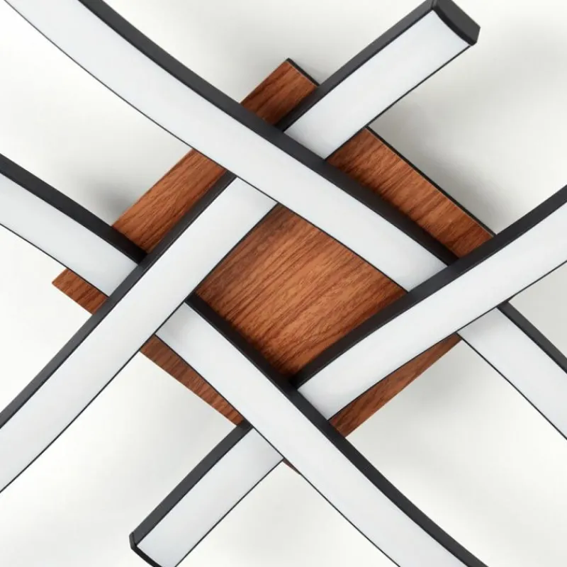 hofstein Plafonnier Odda LED Couleur bois, Noir, 4 lumières