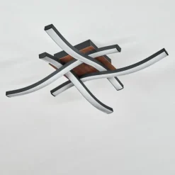 hofstein Plafonnier Odda LED Couleur bois, Noir, 4 lumières