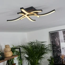 hofstein Plafonnier Odda LED Couleur bois, Noir, 4 lumières