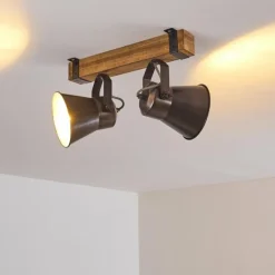 Lampes Vintages & Rétros-hofstein Plafonnier Oksbol Bois clair, 2 lumières