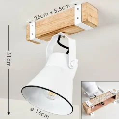 Lampes Vintages & Rétros-hofstein Plafonnier Oksbol Bois clair, Blanc, 1 lumière
