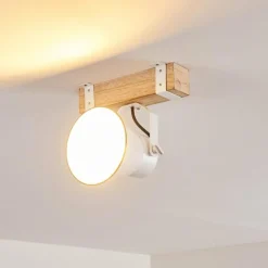 Lampes Vintages & Rétros-hofstein Plafonnier Oksbol Bois clair, Blanc, 1 lumière