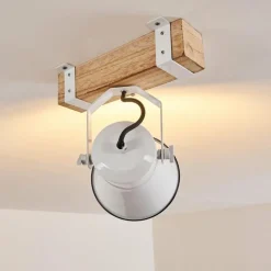 Lampes Vintages & Rétros-hofstein Plafonnier Oksbol Bois clair, Blanc, 1 lumière