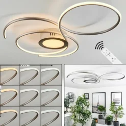 hofstein Plafonnier Olok LED Argenté, Blanc, 1 lumière, Télécommandes