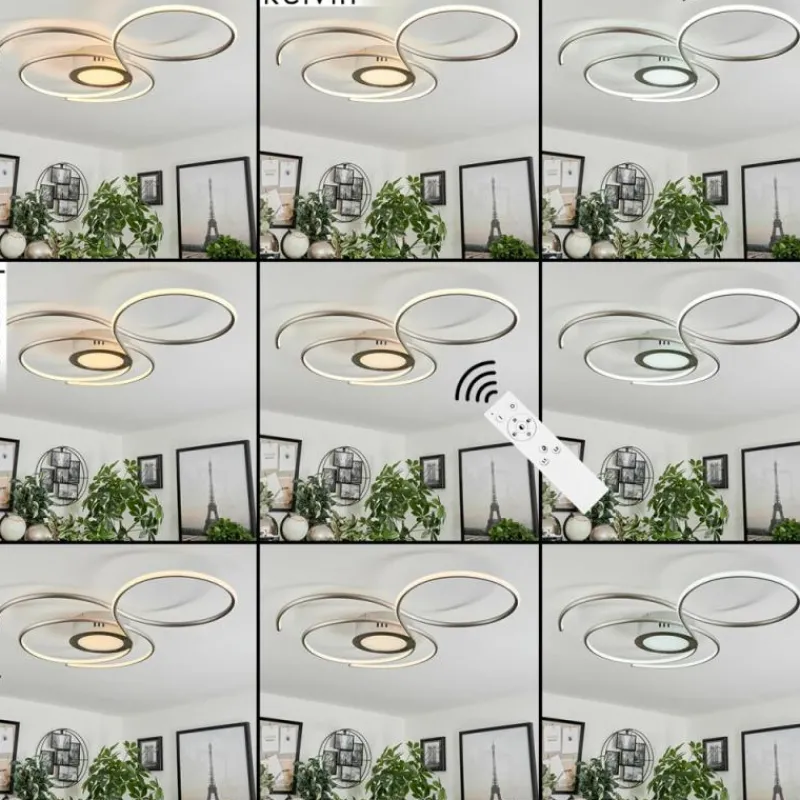 hofstein Plafonnier Olok LED Argenté, Blanc, 1 lumière, Télécommandes