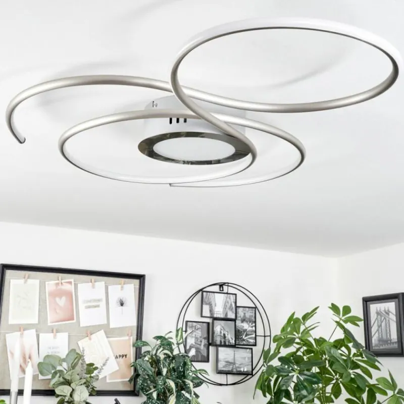 hofstein Plafonnier Olok LED Argenté, Blanc, 1 lumière, Télécommandes