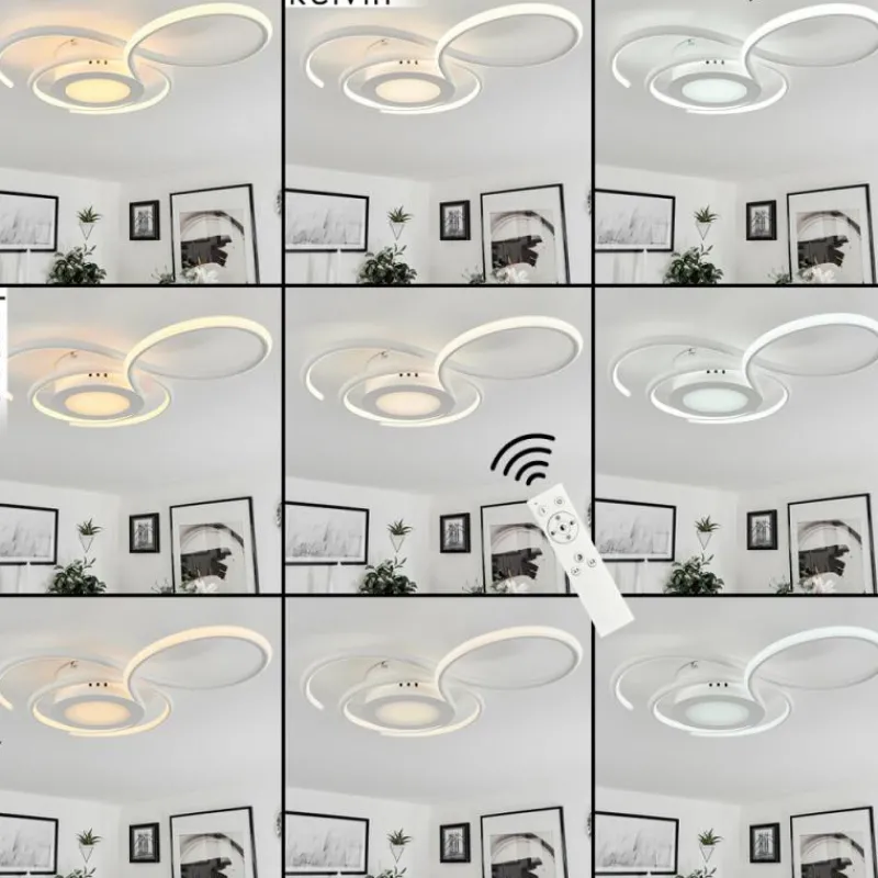 hofstein Plafonnier Olok LED Blanc, 1 lumière, Télécommandes