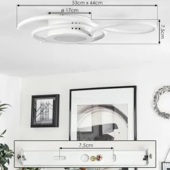 hofstein Plafonnier Olok LED Blanc, 1 lumière, Télécommandes