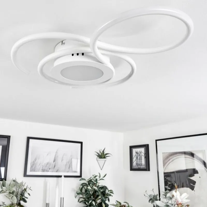 hofstein Plafonnier Olok LED Blanc, 1 lumière, Télécommandes