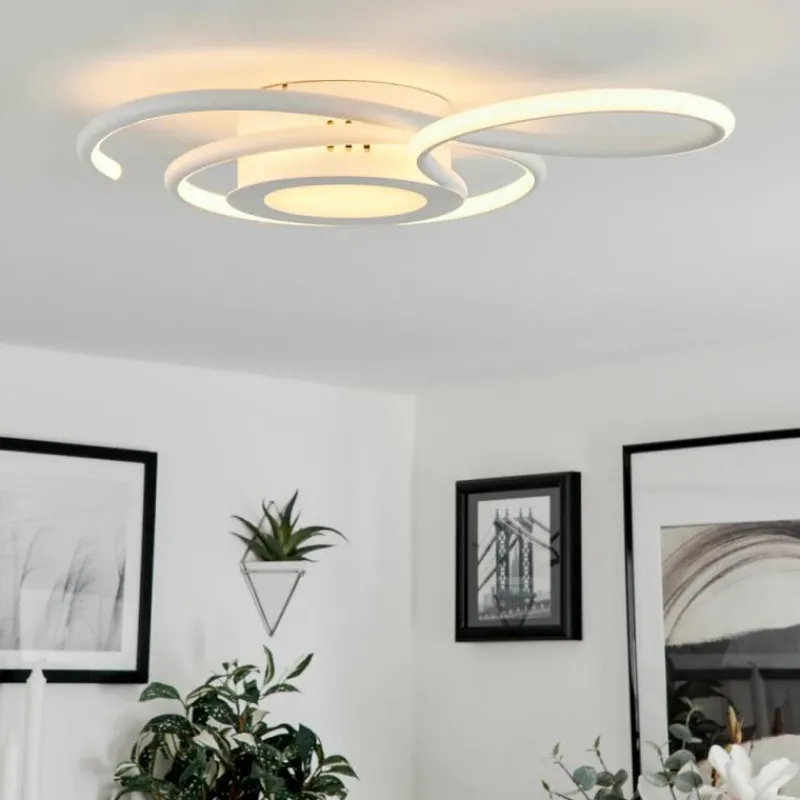 hofstein Plafonnier Olok LED Blanc, 1 lumière, Télécommandes