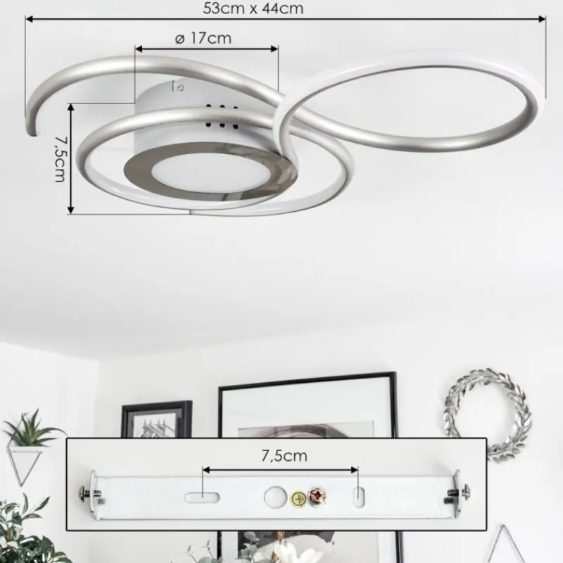hofstein Plafonnier Olok LED Nickel mat, 1 lumière, Télécommandes