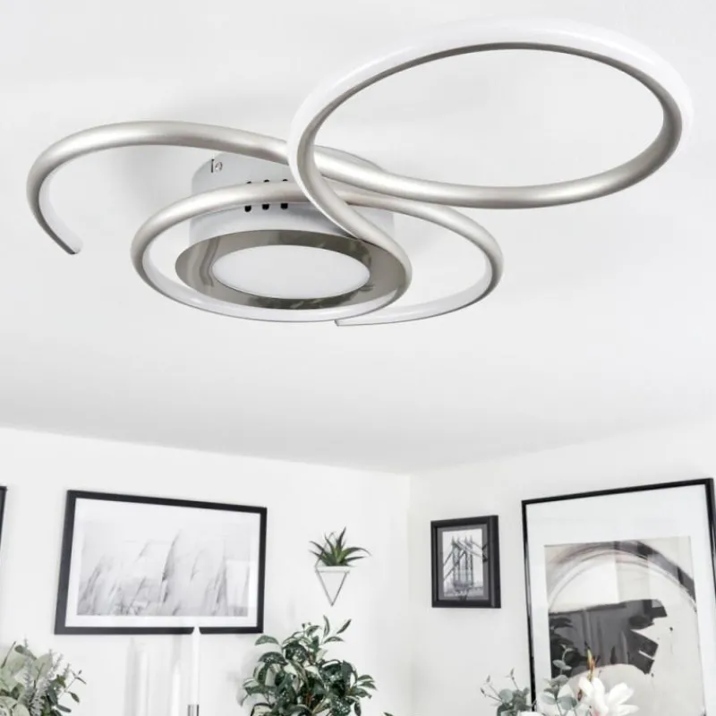 hofstein Plafonnier Olok LED Nickel mat, 1 lumière, Télécommandes