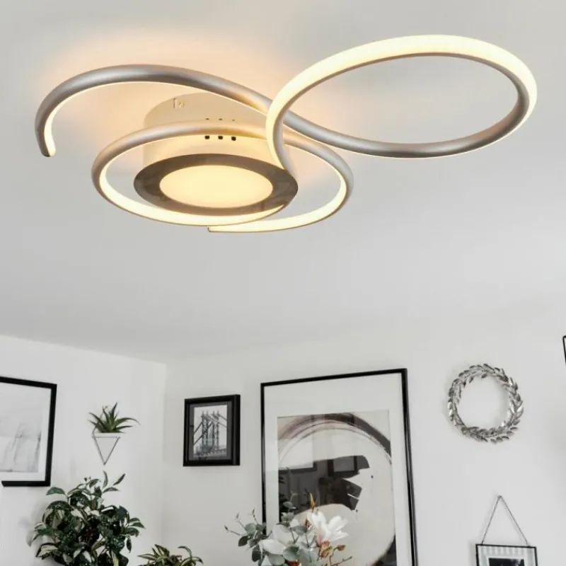 hofstein Plafonnier Olok LED Nickel mat, 1 lumière, Télécommandes