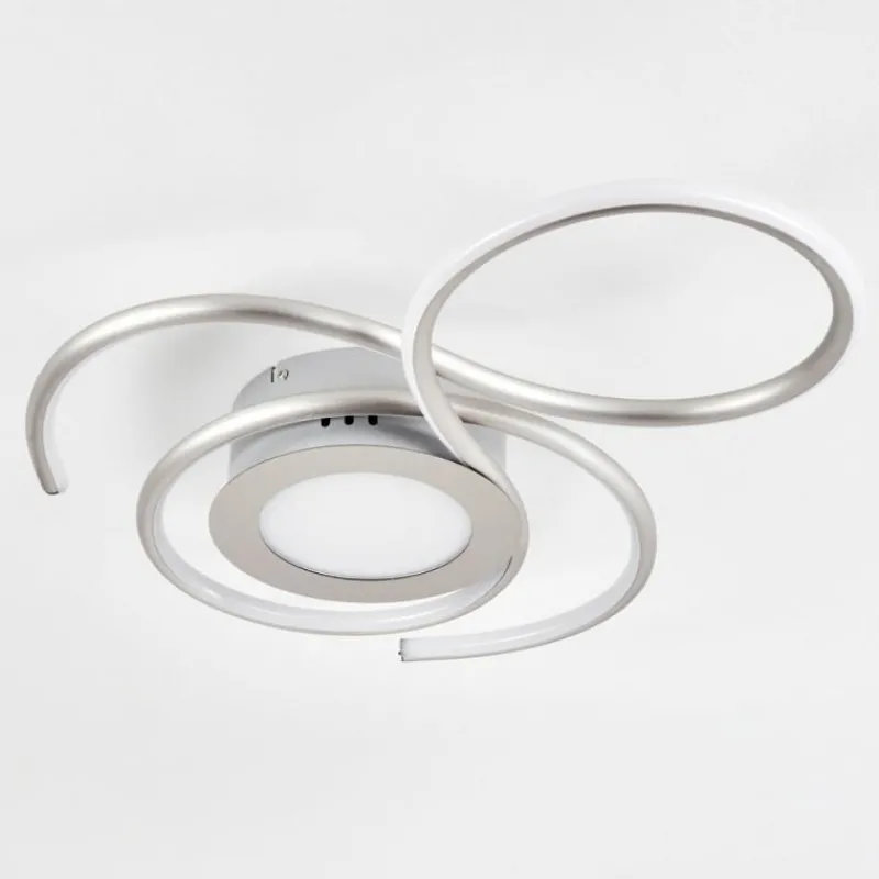 hofstein Plafonnier Olok LED Nickel mat, 1 lumière, Télécommandes