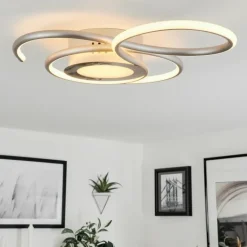 hofstein Plafonnier Olok LED Nickel mat, 1 lumière, Télécommandes