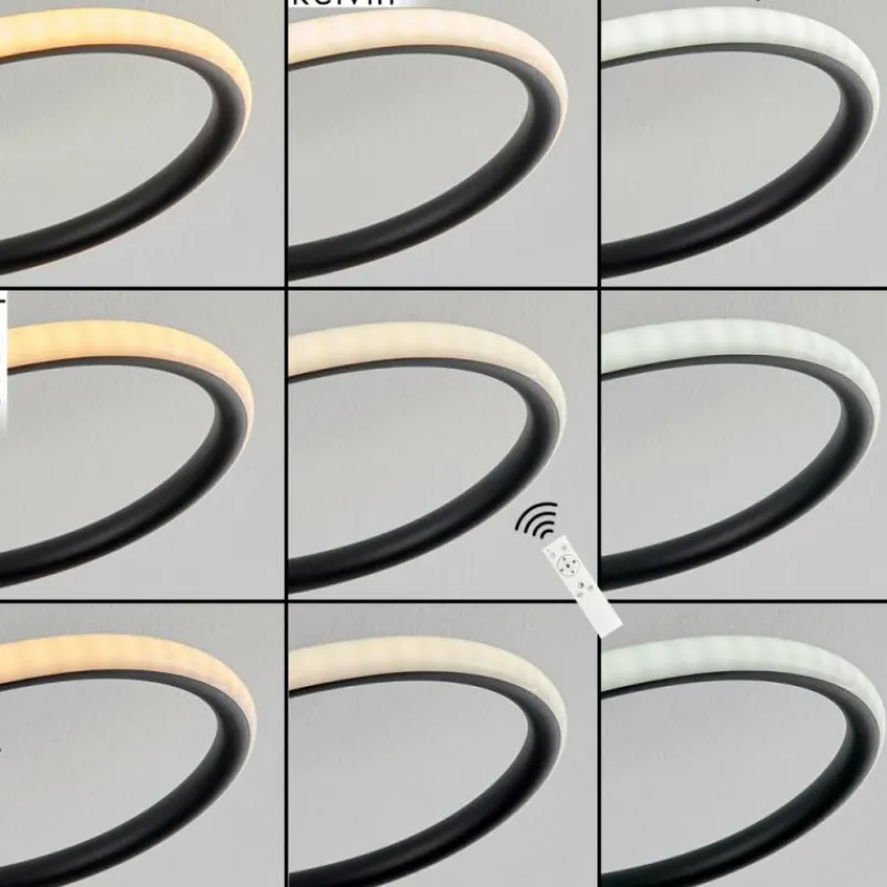 hofstein Plafonnier Olok LED Noir, 1 lumière, Télécommandes