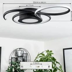 hofstein Plafonnier Olok LED Noir, 1 lumière, Télécommandes