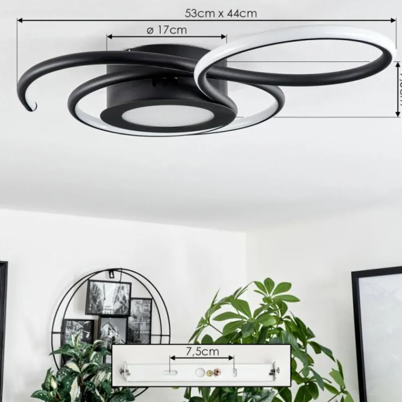 hofstein Plafonnier Olok LED Noir, 1 lumière, Télécommandes